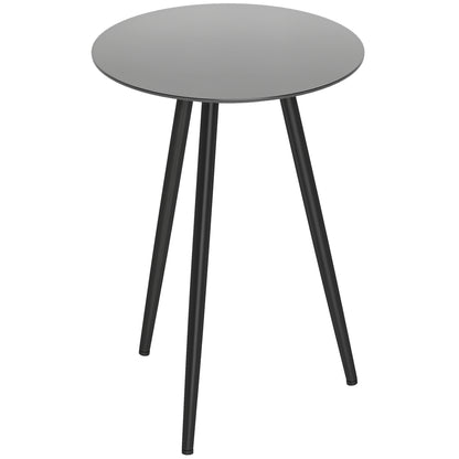 Small Round Coffee Table, Side Table, Tempered Glass Top, Tapered Legs, Steel Frame, Table for Balcony, Garden, Patio, Living Room, Black