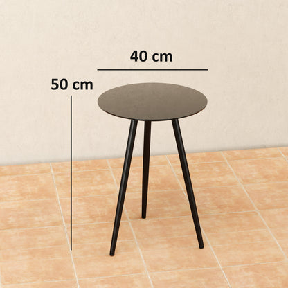 Small Round Coffee Table, Side Table, Tempered Glass Top, Tapered Legs, Steel Frame, Table for Balcony, Garden, Patio, Living Room, Black