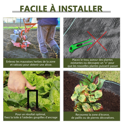 Mulch Fabrics - Weed Control Fabric - Tear-Resistant Water-Permeable UV-Resistant Mulch Fabric 130 g/m² - dim. 92L x 1W m - Black Green PP