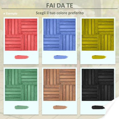 Outdoor Wood Garden Floor Tiles, Set of 27 Pieces, 2.5m², Interlocking Assembly, 30x30cm, Brown