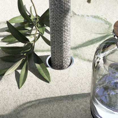 5-Piece Garden Set, Outdoor Set with 4 Stackable Garden Chairs and Square Marble Effect Table, Black