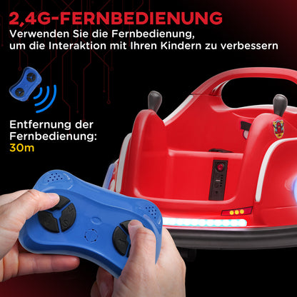 12V Kids Bumper Car with 2.4G Remote Control, Electric Bumper with Music and Lights, 1.5-3 km/h, Kids Electric Car with 360° Spin, for Kids 3-5 Years, Red