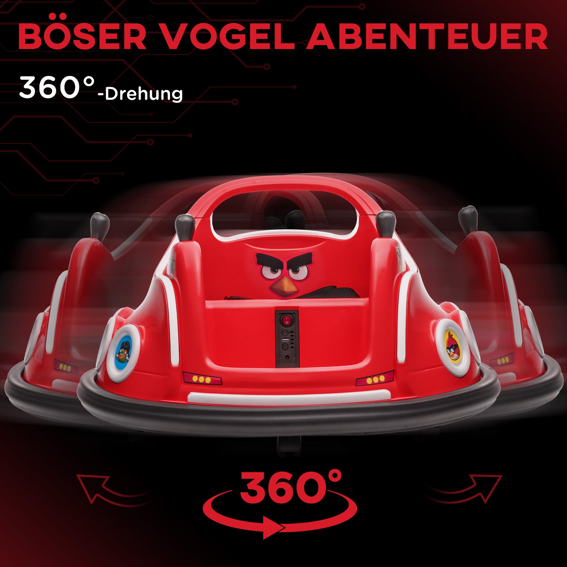 12V Kids Bumper Car with 2.4G Remote Control, Electric Bumper with Music and Lights, 1.5-3 km/h, Kids Electric Car with 360° Spin, for Kids 3-5 Years, Red
