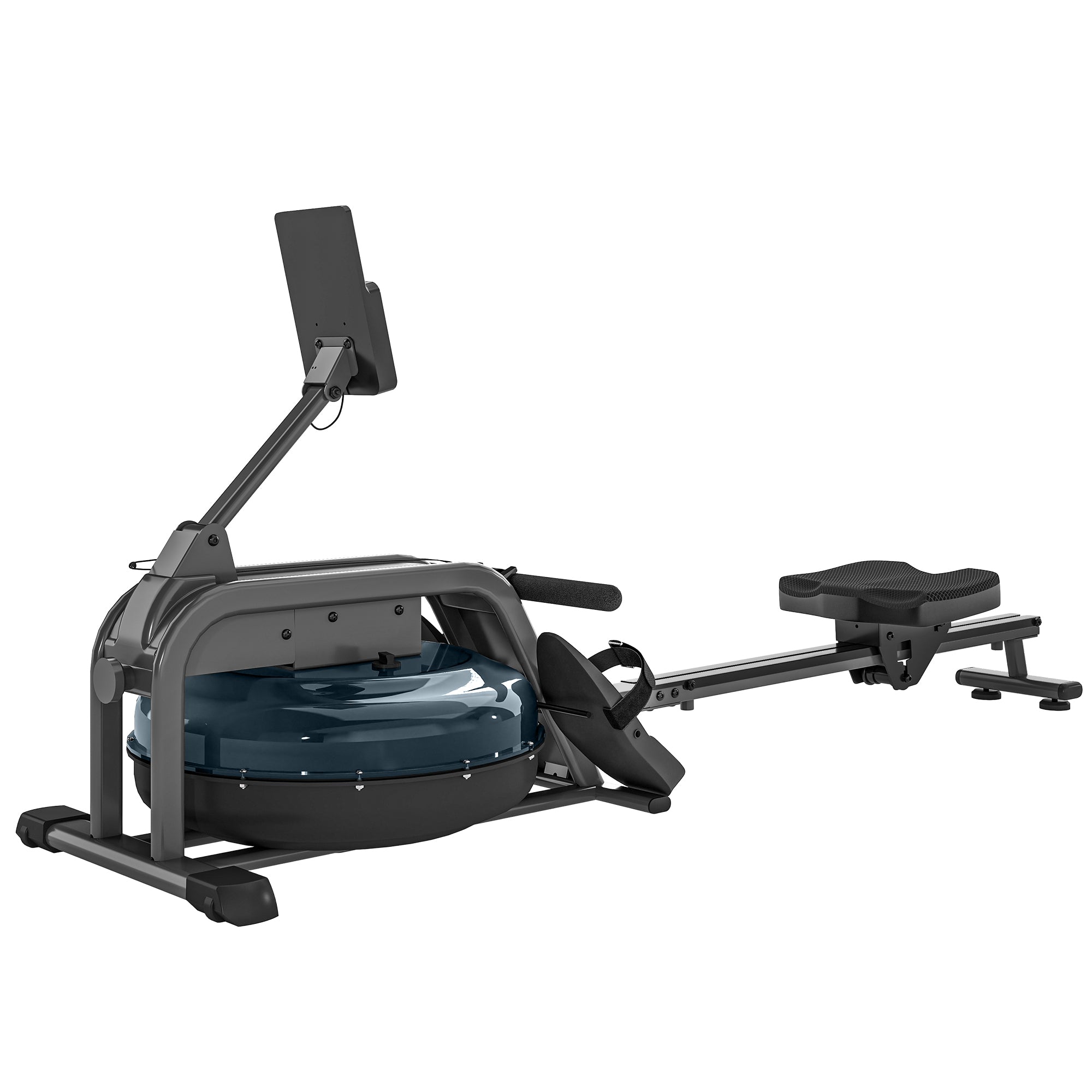 SPORTNOW Water Rowing Machine, Apartment Rowing Workout Machine, 6 Resistance Levels, LCD Display and Tablet Holder, Vertical Storage with Wheels, Max Load 135 kg, Steel