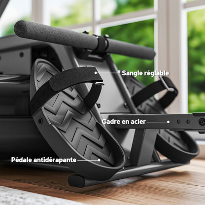 SPORTNOW Water Rowing Machine, Apartment Rowing Workout Machine, 6 Resistance Levels, LCD Display and Tablet Holder, Vertical Storage with Wheels, Max Load 135 kg, Steel