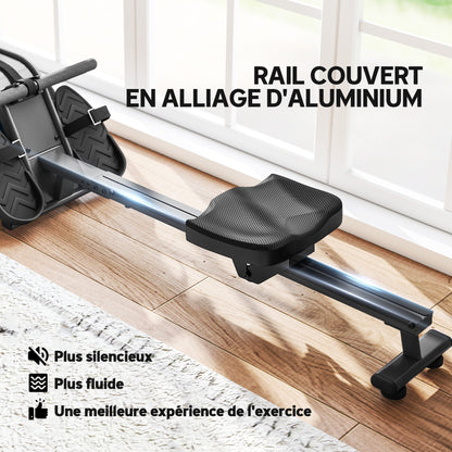 SPORTNOW Water Rowing Machine, Apartment Rowing Workout Machine, 6 Resistance Levels, LCD Display and Tablet Holder, Vertical Storage with Wheels, Max Load 135 kg, Steel