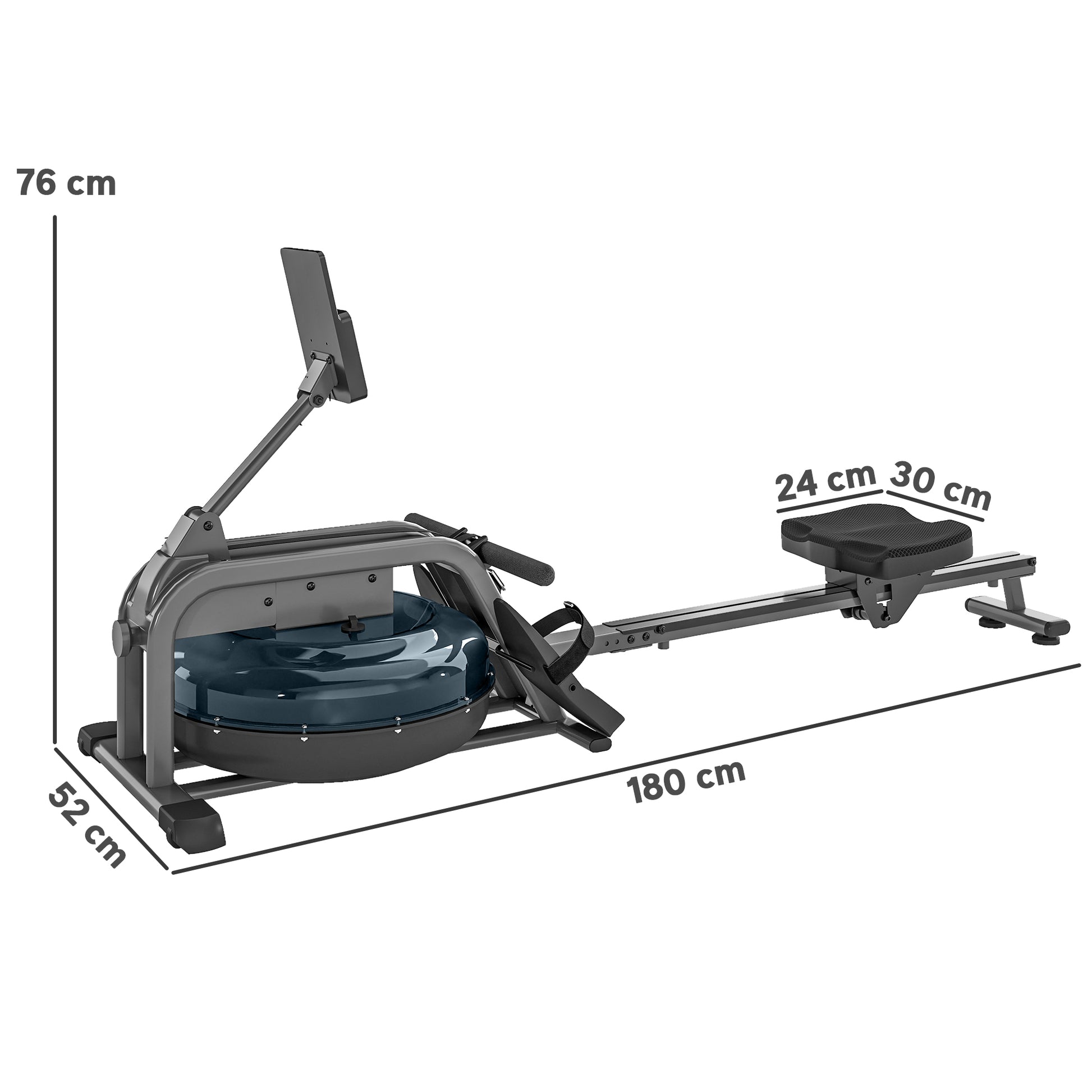 SPORTNOW Water Rowing Machine, Apartment Rowing Workout Machine, 6 Resistance Levels, LCD Display and Tablet Holder, Vertical Storage with Wheels, Max Load 135 kg, Steel