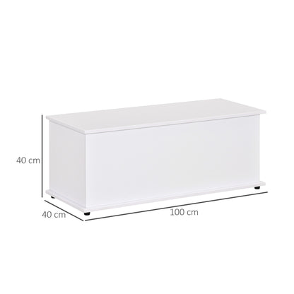 Wooden Storage Chest Stool with Lid for Storage in Bedroom Living Room Max Load 120 kg 100x40x40 cm White