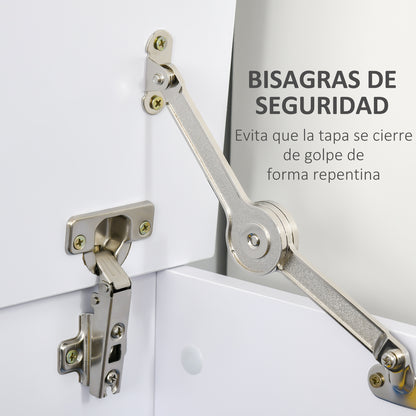 Wooden Storage Chest Stool with Lid for Storage in Bedroom Living Room Max Load 120 kg 100x40x40 cm White