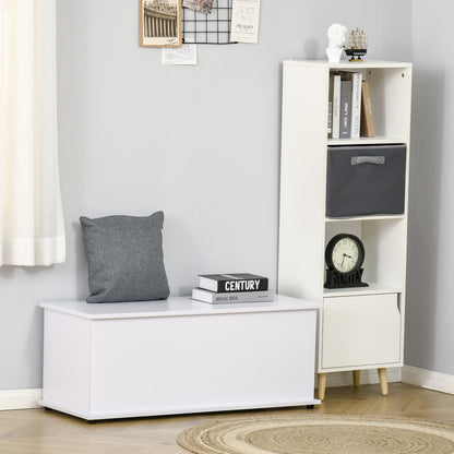 Wooden Storage Chest Stool with Lid for Storage in Bedroom Living Room Max Load 120 kg 100x40x40 cm White