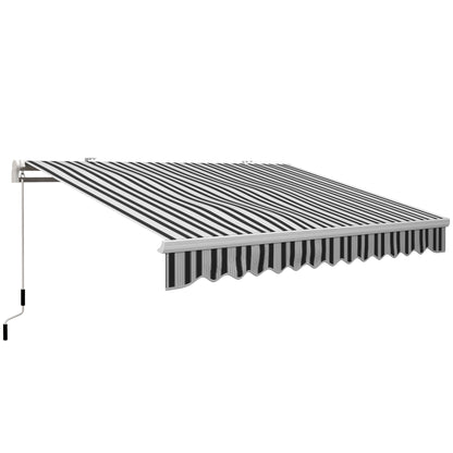 Manual Crank Arm Awning Awning 3.95m with Hand Crank Balcony Awning Sun Protection Wall Mount Balcony Aluminum White+Blue 395 x 245 cm