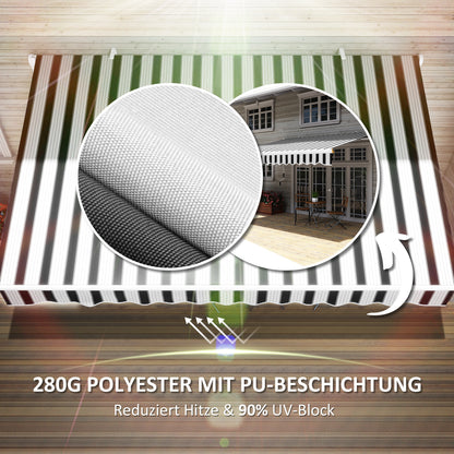 Manual Crank Arm Awning Awning 3.95m with Hand Crank Balcony Awning Sun Protection Wall Mount Balcony Aluminum White+Blue 395 x 245 cm