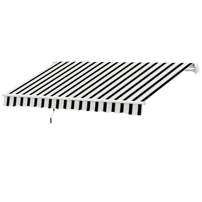 Manual Crank Arm Awning Awning 3.95m with Hand Crank Balcony Awning Sun Protection Wall Mount Balcony Aluminum White+Blue 395 x 245 cm