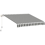 Manual Crank Arm Awning Awning 3.95m with Hand Crank Balcony Awning Sun Protection Wall Mount Balcony Aluminum White+Blue 395 x 245 cm