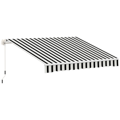 Manual Crank Arm Awning Awning 3.95m with Hand Crank Balcony Awning Sun Protection Wall Mount Balcony Aluminum White+Blue 395 x 245 cm