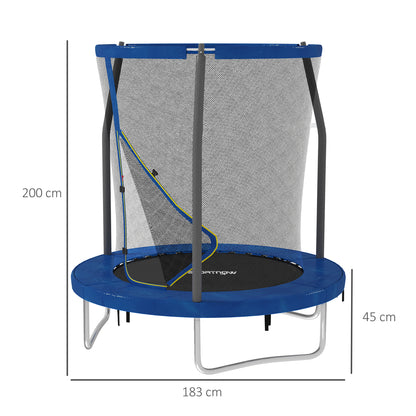 SPORTNOW Kids Trampoline, 6ft Garden Trampolines with Safety Net, Steel Frame, Blue