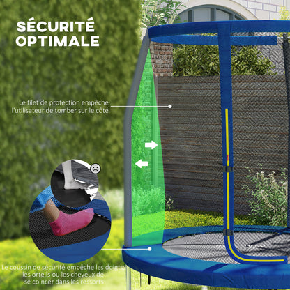 SPORTNOW Kids Trampoline, 6ft Garden Trampolines with Safety Net, Steel Frame, Blue