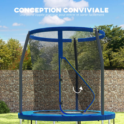 SPORTNOW Kids Trampoline, 6ft Garden Trampolines with Safety Net, Steel Frame, Blue