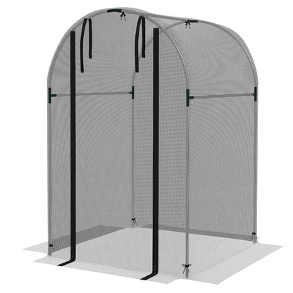 Insect Protection Net 1.2 x 1.2 m Garden Net with Door, Plant Protection Tent, Pest Protection Net with Steel Frame, for Garden, Balcony, HDPE, Black