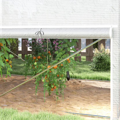 Greenhouse 3 x 2 x 2 m Foil Greenhouse with 4 Windows & Door, Roll-Up Side Walls, UV-Resistant Film Tunnel Tomato House with Galvanized Steel Frame, White