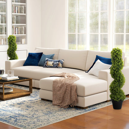 2-Piece Artificial Spiral Boxwood, 90 cm Indoor Plant, Artificial Plant with UV Protection, Large Decorative Plants in Pot for Home, Office, Hallway, Garden, Green