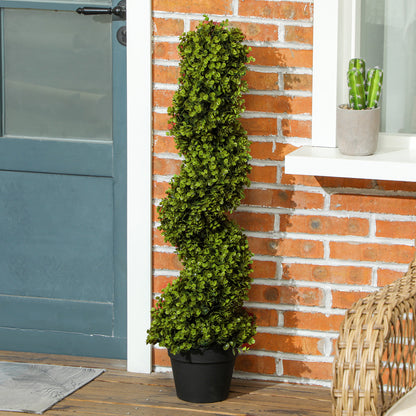 2-Piece Artificial Spiral Boxwood, 90 cm Indoor Plant, Artificial Plant with UV Protection, Large Decorative Plants in Pot for Home, Office, Hallway, Garden, Green