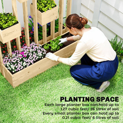 Wooden Raised Planter with Trellis, 35.4 x 17.7 x 66.9 in — Planter Box for Climbing Plants, Balcony & Patio