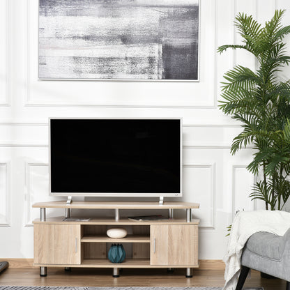 TV Stand for TVs up to 55 Inches Modern TV Stand with 2 Doors and 2 Shelves for Bedroom 120x39.5x52 cm Oak