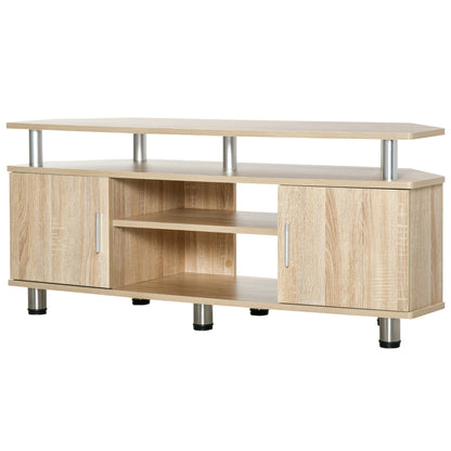 TV Stand for TVs up to 55 Inches Modern TV Stand with 2 Doors and 2 Shelves for Bedroom 120x39.5x52 cm Oak