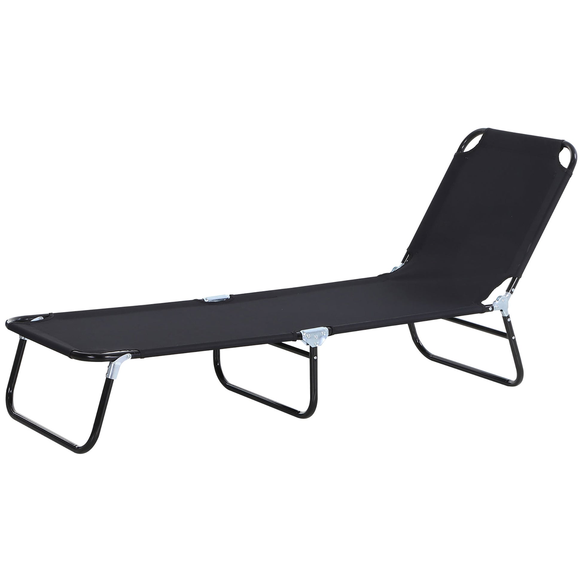 Foldable Sun Lounger Garden Lounge Chair with 5-Position Adjustable Backrest, Weatherproof Recliner Camping Chair, Garden Chair up to 120 kg load-bearing capacity, for Garden Vacation Outdoor Beach Pool, Black