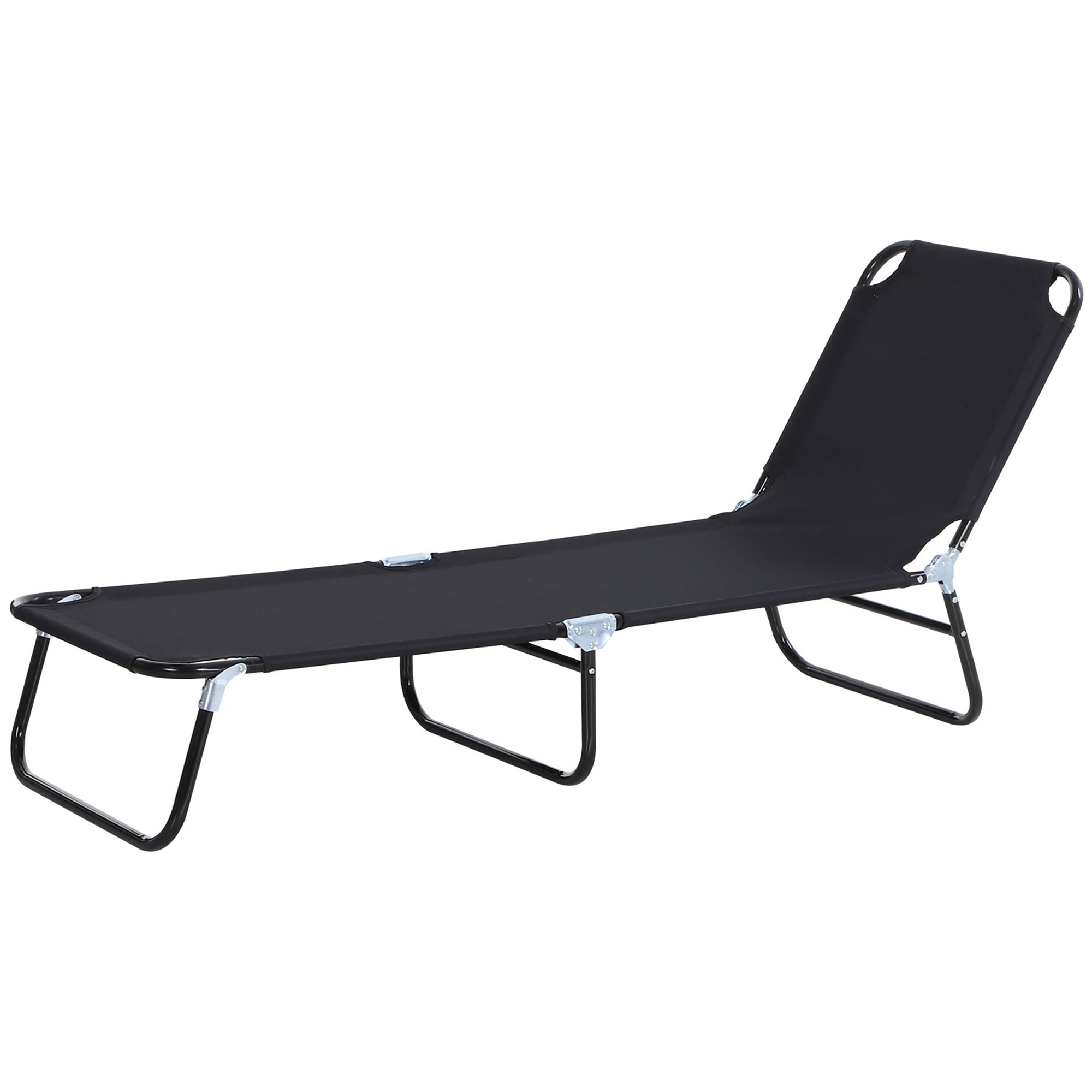 Foldable Sun Lounger Garden Lounge Chair with 5-Position Adjustable Backrest, Weatherproof Recliner Camping Chair, Garden Chair up to 120 kg load-bearing capacity, for Garden Vacation Outdoor Beach Pool, Black