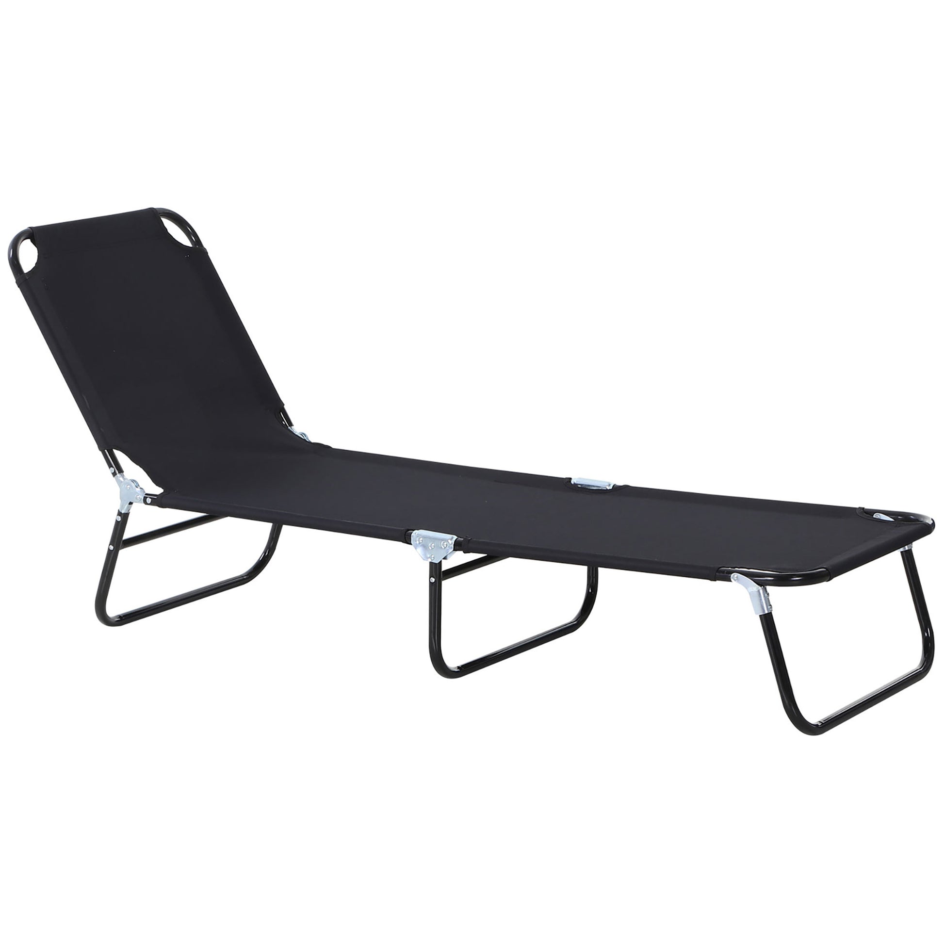 Foldable Sun Lounger Garden Lounge Chair with 5-Position Adjustable Backrest, Weatherproof Recliner Camping Chair, Garden Chair up to 120 kg load-bearing capacity, for Garden Vacation Outdoor Beach Pool, Black