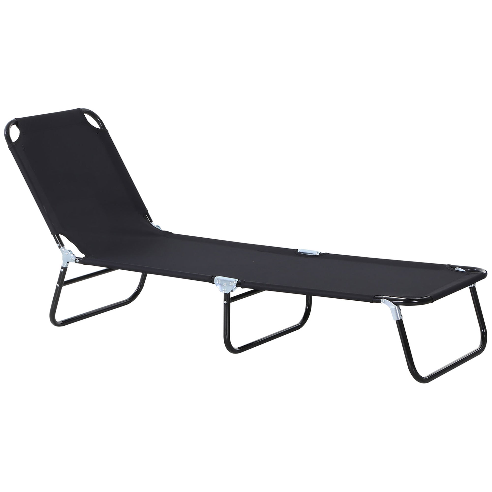 Foldable Sun Lounger Garden Lounge Chair with 5-Position Adjustable Backrest, Weatherproof Recliner Camping Chair, Garden Chair up to 120 kg load-bearing capacity, for Garden Vacation Outdoor Beach Pool, Black