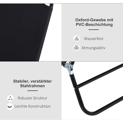 Foldable Sun Lounger Garden Lounge Chair with 5-Position Adjustable Backrest, Weatherproof Recliner Camping Chair, Garden Chair up to 120 kg load-bearing capacity, for Garden Vacation Outdoor Beach Pool, Black