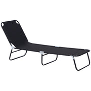 Foldable Sun Lounger Garden Lounge Chair with 5-Position Adjustable Backrest, Weatherproof Recliner Camping Chair, Garden Chair up to 120 kg load-bearing capacity, for Garden Vacation Outdoor Beach Pool, Black