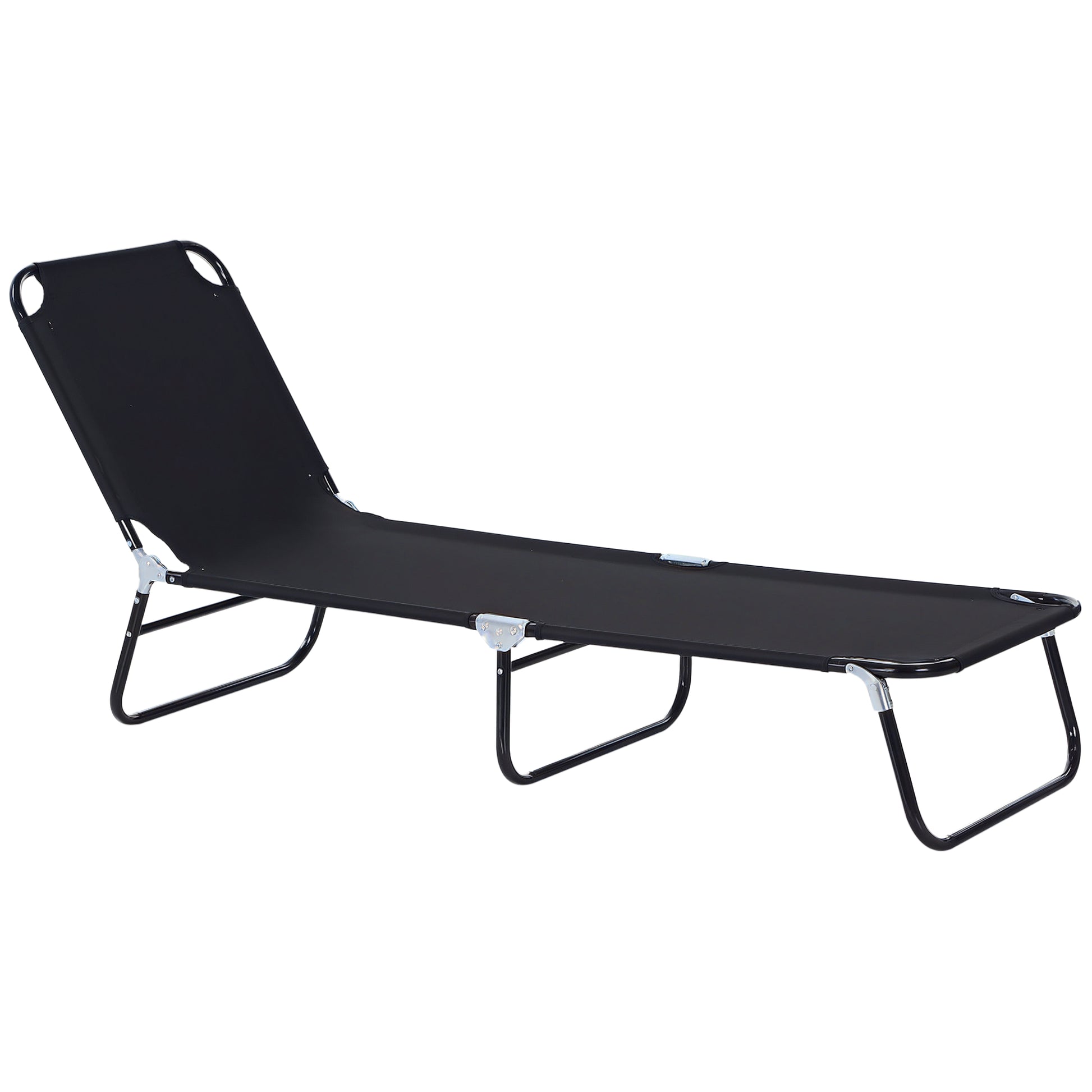 Foldable Sun Lounger Garden Lounge Chair with 5-Position Adjustable Backrest, Weatherproof Recliner Camping Chair, Garden Chair up to 120 kg load-bearing capacity, for Garden Vacation Outdoor Beach Pool, Black