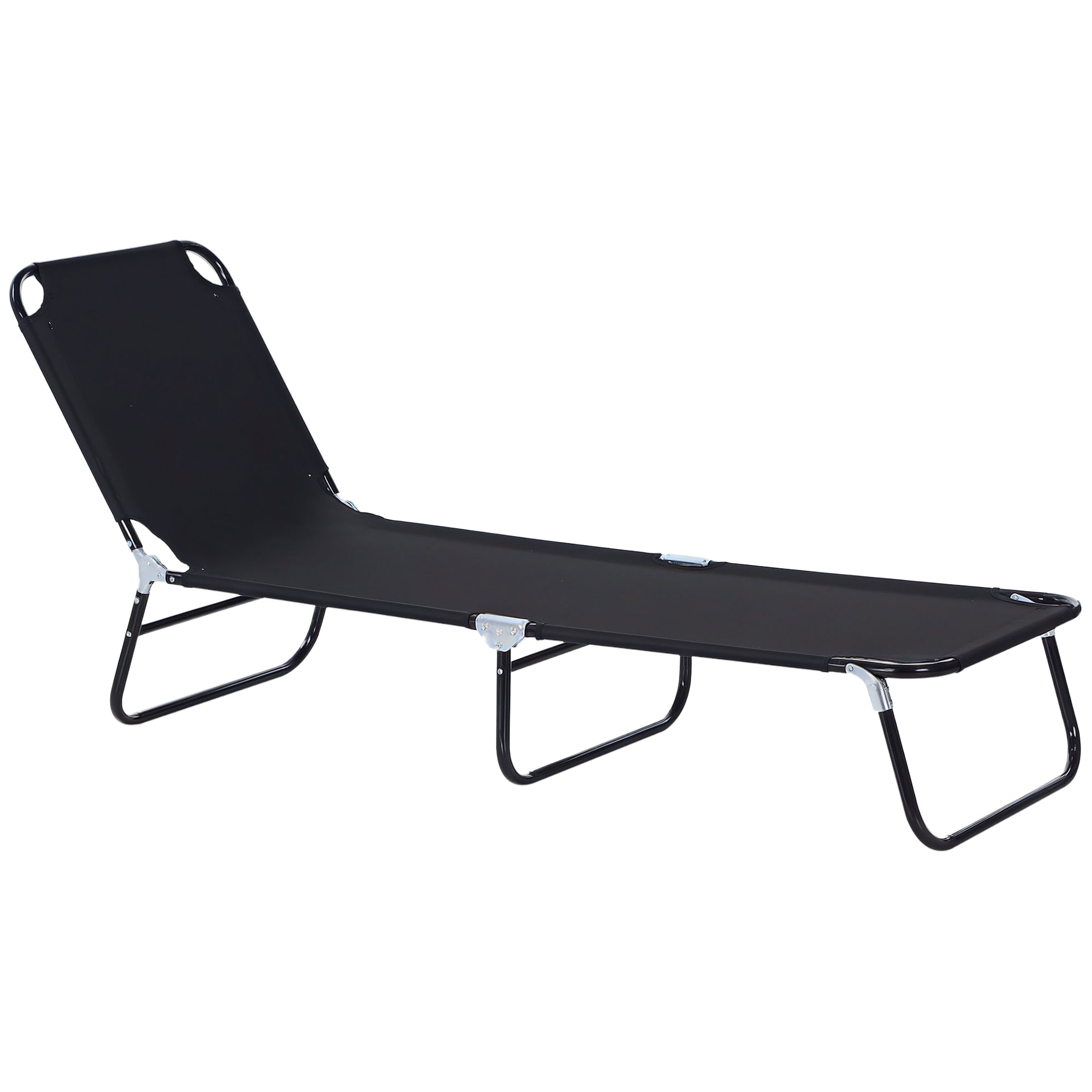 Foldable Sun Lounger Garden Lounge Chair with 5-Position Adjustable Backrest, Weatherproof Recliner Camping Chair, Garden Chair up to 120 kg load-bearing capacity, for Garden Vacation Outdoor Beach Pool, Black