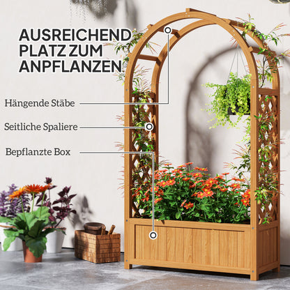 Raised Bed Planter with Trellis, Arched Roof Trellis Planter Box Wood, Garden Trellis 83x36x145cm for Garden Balcony Terrace, Flower Box for Climbing Plants Vine Plants, Flowers