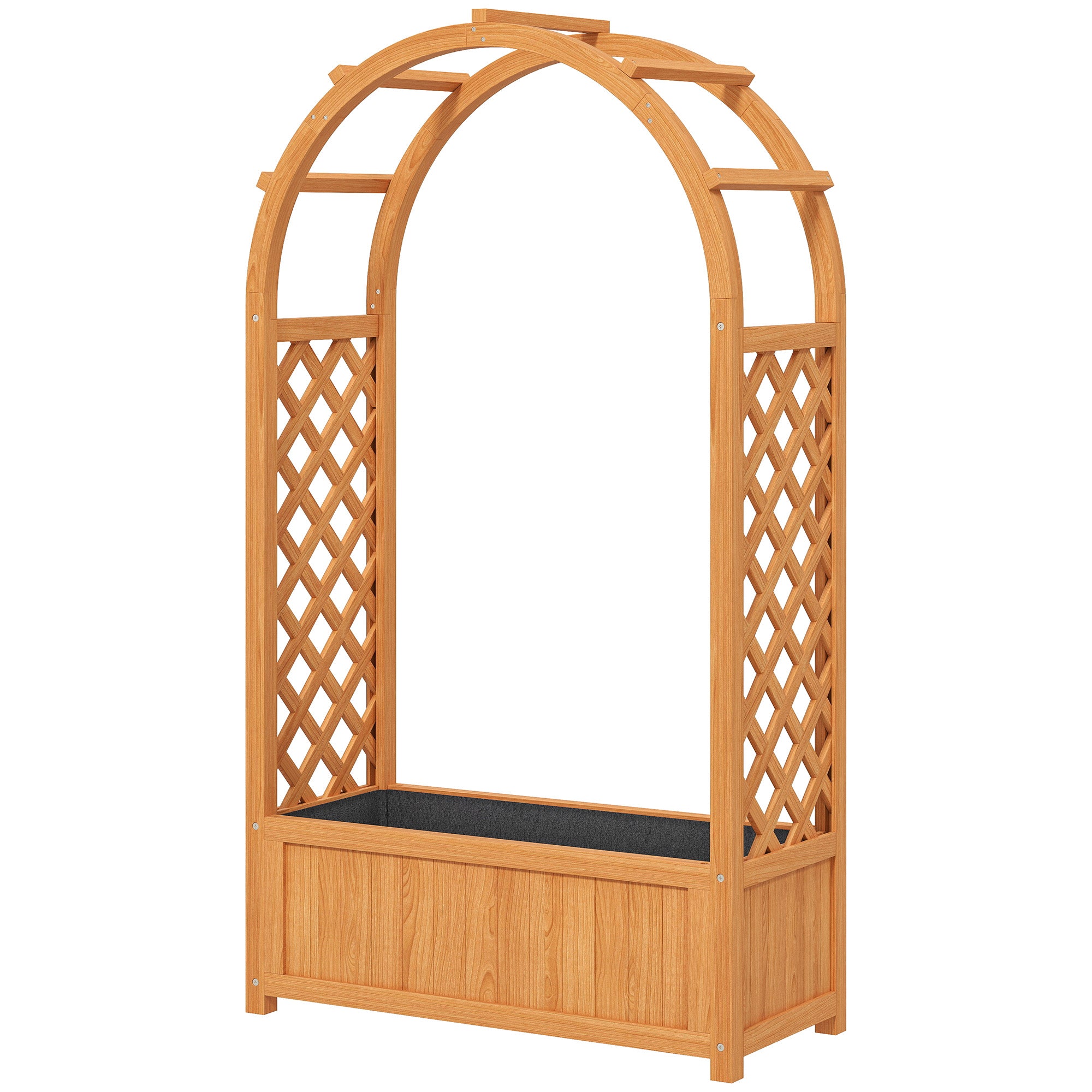 Raised Bed Planter with Trellis, Arched Roof Trellis Planter Box Wood, Garden Trellis 83x36x145cm for Garden Balcony Terrace, Flower Box for Climbing Plants Vine Plants, Flowers