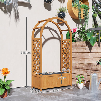 Raised Bed Planter with Trellis, Arched Roof Trellis Planter Box Wood, Garden Trellis 83x36x145cm for Garden Balcony Terrace, Flower Box for Climbing Plants Vine Plants, Flowers