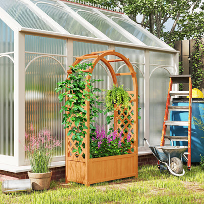 Raised Bed Planter with Trellis, Arched Roof Trellis Planter Box Wood, Garden Trellis 83x36x145cm for Garden Balcony Terrace, Flower Box for Climbing Plants Vine Plants, Flowers