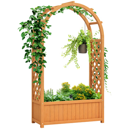 Raised Bed Planter with Trellis, Arched Roof Trellis Planter Box Wood, Garden Trellis 83x36x145cm for Garden Balcony Terrace, Flower Box for Climbing Plants Vine Plants, Flowers
