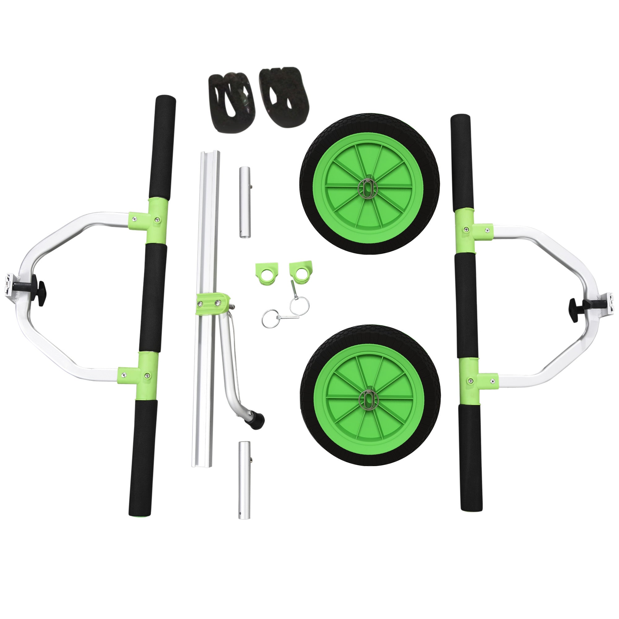 SPORTNOW Kayak, Stand-Up Paddleboard, Canoe Transport Cart with Adjustable Width, Large Wheels, and Aluminum Frame - 2 Straps Included Black Green