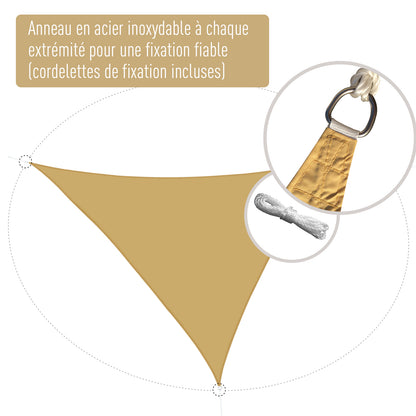 Large Triangular Shade Sail 3 x 3 x 3 m High Density UV Resistant Polyester Sand Color