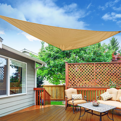 Large Triangular Shade Sail 3 x 3 x 3 m High Density UV Resistant Polyester Sand Color