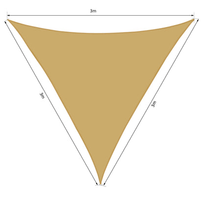 Large Triangular Shade Sail 3 x 3 x 3 m High Density UV Resistant Polyester Sand Color