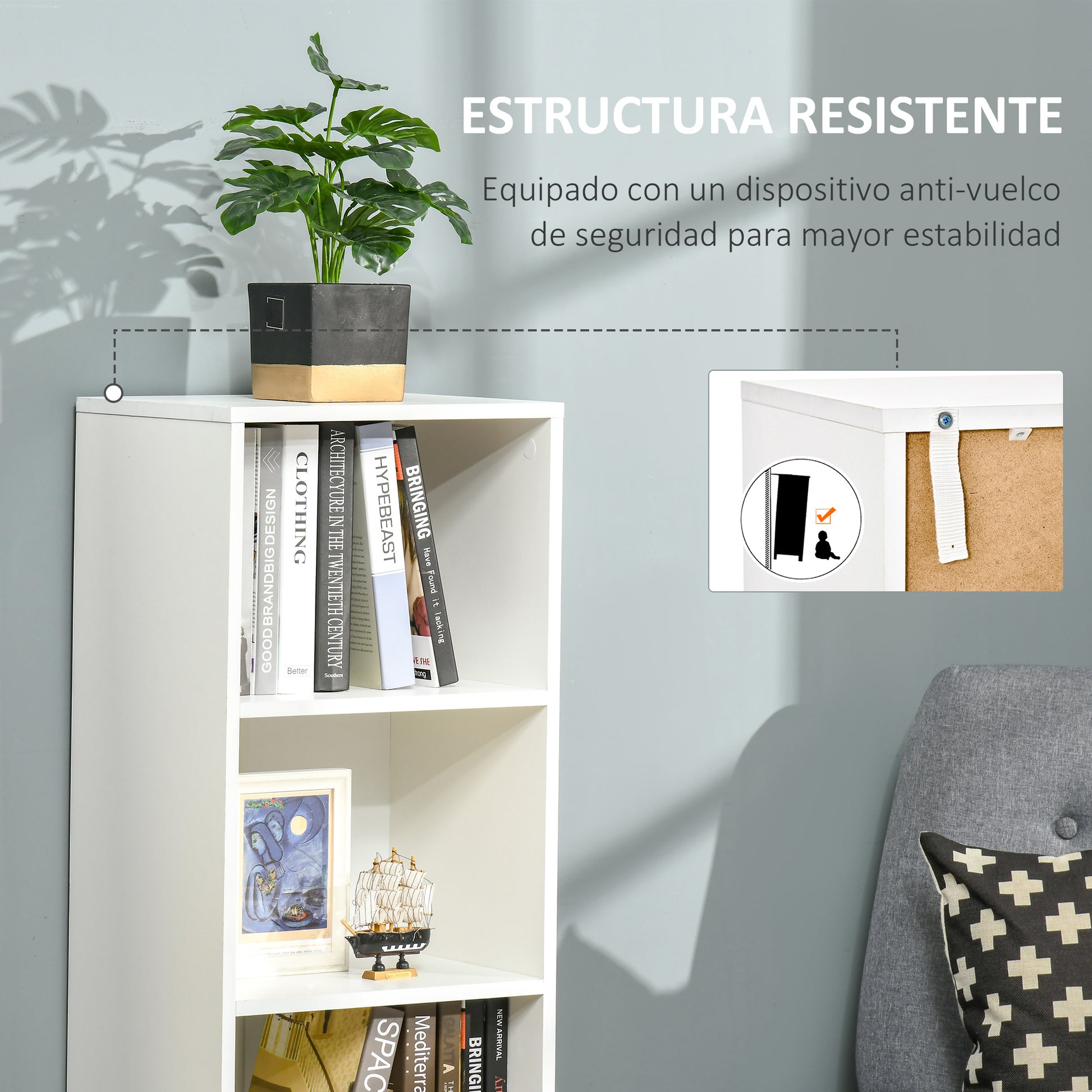 Bookshelf with 3 Open Shelves and Drawer Modern Bookcase for Storage Toys CDs Plants 40x30x129.5 cm White