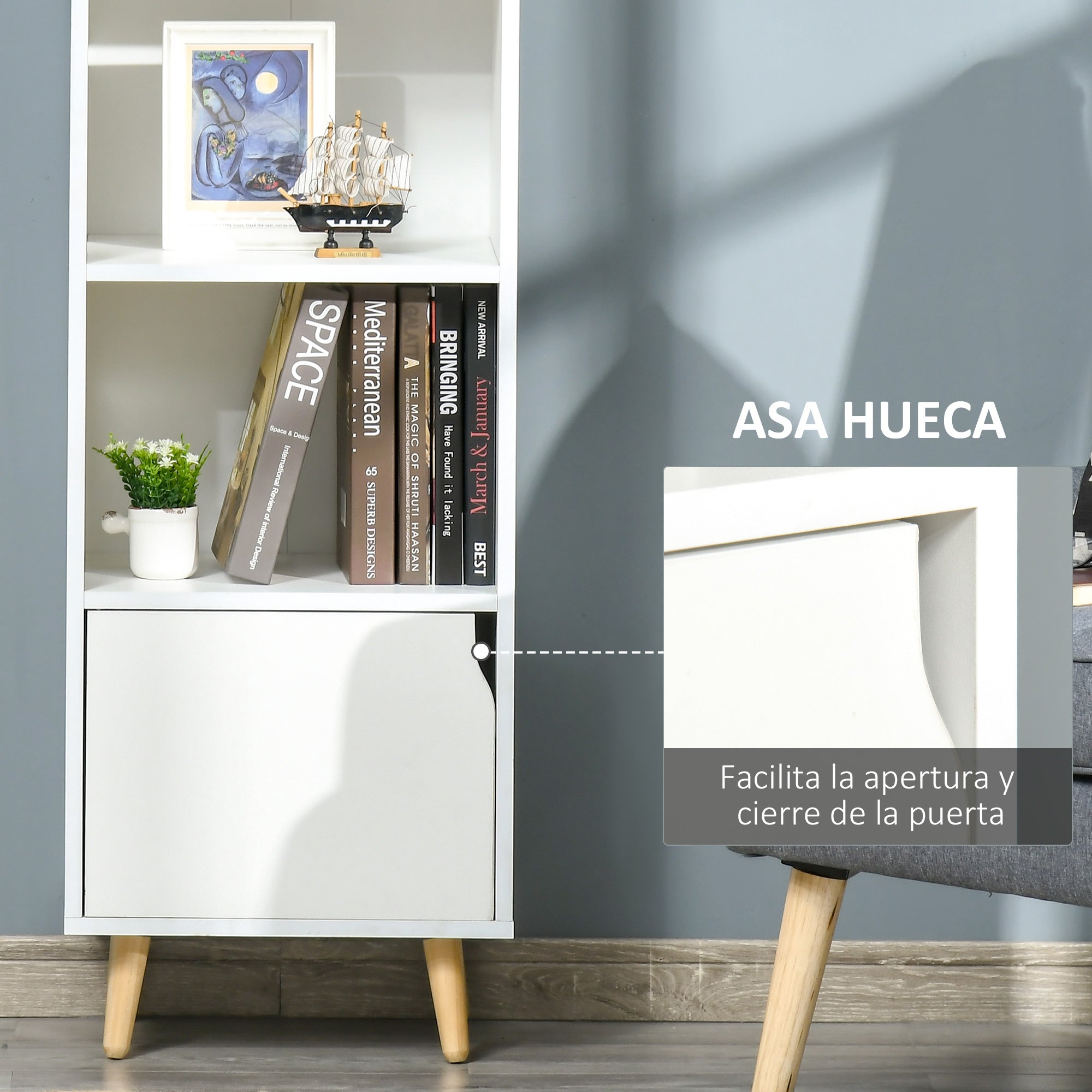 Bookshelf with 3 Open Shelves and Drawer Modern Bookcase for Storage Toys CDs Plants 40x30x129.5 cm White