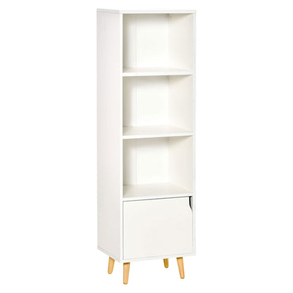 Bookshelf with 3 Open Shelves and Drawer Modern Bookcase for Storage Toys CDs Plants 40x30x129.5 cm White