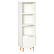 Bookshelf with 3 Open Shelves and Drawer Modern Bookcase for Storage Toys CDs Plants 40x30x129.5 cm White